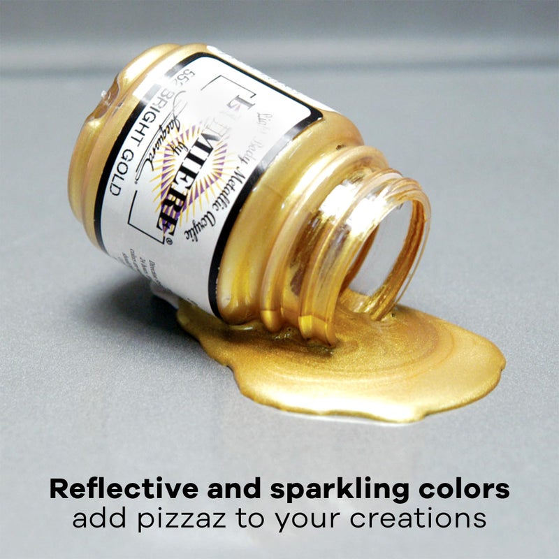 Jacquard Lumiere 2.25oz Fabric Paint Old Brass - Metallic Paint for Fabric, Leather, Canvas, Paper and Wood - Light-bodied Metallic Acrylic Paint - Lightfast & Vibrant Metallic Acrylic Paints - Image 3